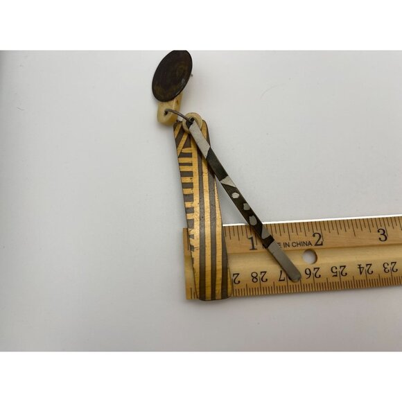 Pierced Post Dangle Earrings  Abstract Circle Rectangles - Picture 6 of 7